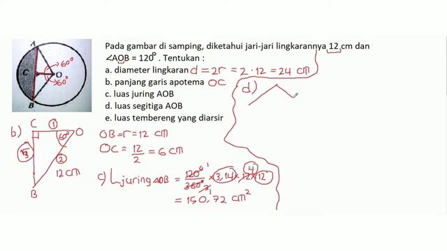 Jari-jari 12cm. Sudut pusat 120°. Menghitung diameter, apotema, luas juring, luas tembereng смотреть онлайн