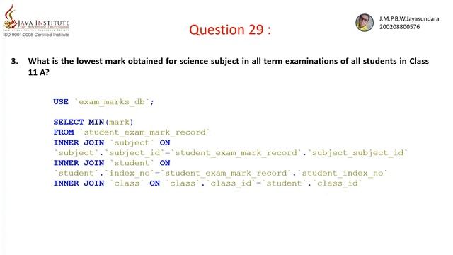 QS 29 :- Retrieving Data from Database Tables with ROUND, MIN, and AVG SQL Functions and INNER JOIN смотреть онлайн