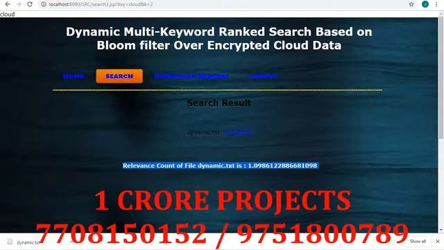Dynamic Multi Keyword Ranked Search Based On Bloom Filter Over Encrypted Cloud Data-1Crore Projects смотреть онлайн