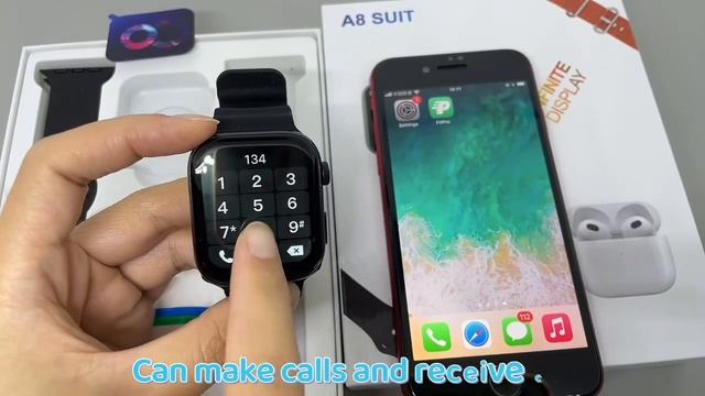 A8 SUIT Smart watch with EarPods gift set with double straps( sea + plain silicone ) смотреть онлайн