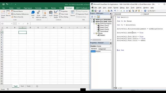 With -end with satement in Excel Macro смотреть онлайн
