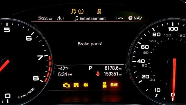 Audi - A8 - 2011 - Quattro L 4.2: Gauge Cluster Startup Sequence смотреть онлайн