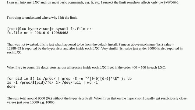 Unix: "Error: Too many open files" while starting service in environment with several LXCs смотреть онлайн
