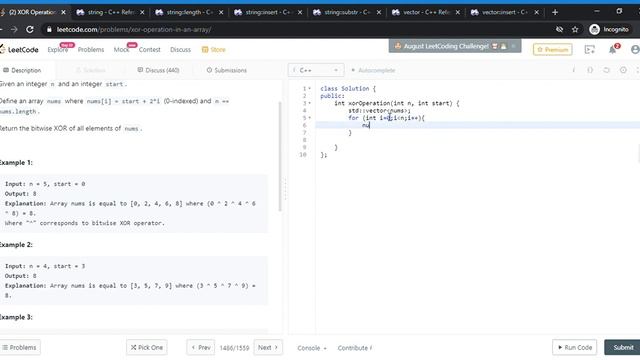 XOR Operation in Array in C++ (Leetcode Interview Question) смотреть онлайн