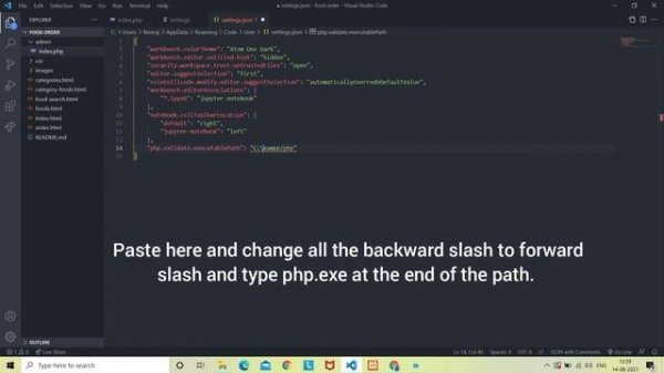 VS Code PHP Error, Cannot validate since a php installation could not be find.