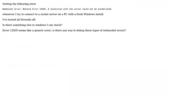 Unix & Linux: Can't make websocket connection in fresh 8.1 install