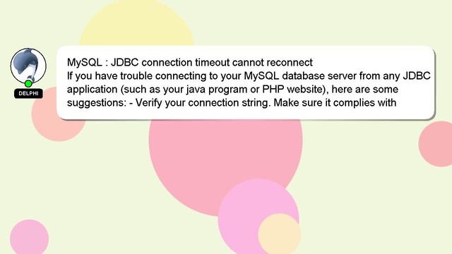 MySQL : JDBC connection timeout cannot reconnect смотреть онлайн