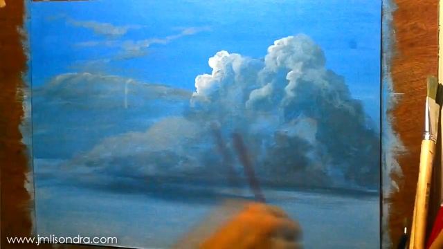 How to Paint Clouds in Acrylic - Instructional Painting Lesson by JM Lisondra смотреть онлайн