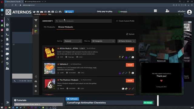 How to Install Curseforge modpacks on Aternos! (Aternos tutorial 2021) смотреть онлайн