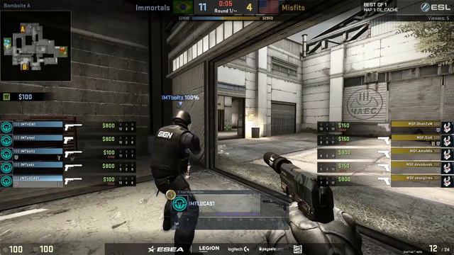 CS:GO - Immortals vs. Misfits [Cache] Map 2 - ESL Pro League Season 5 - NA Matchday 30 смотреть онлайн