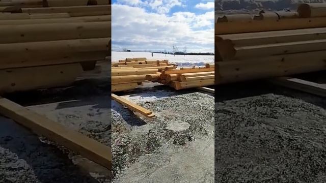 Начали строительство дома из оцилиндрованного бревна. смотреть онлайн