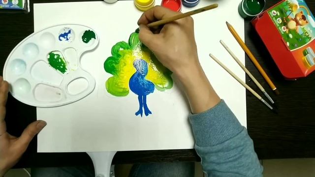 Рисуем с ребенком павлина! Видео урок для малышей.