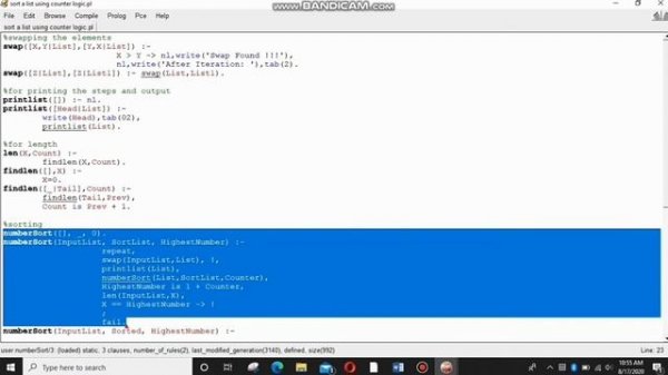 SWI-PROLOG|Sort a list using counter logic in prolog