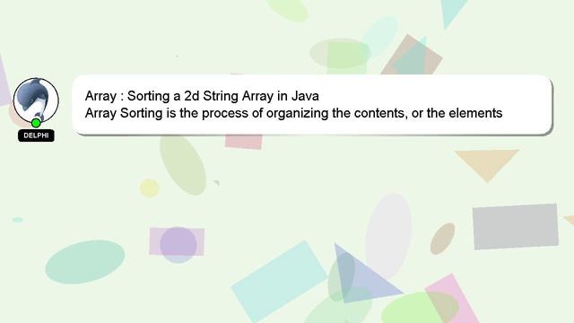 Array : Sorting a 2d String Array in Java смотреть онлайн