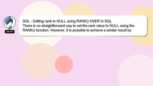 SQL : Setting rank to NULL using RANK() OVER in SQL смотреть онлайн