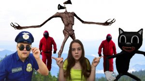 Сиреноголовый и Хаги Ваги против Игры в Кальмара Кто предатель 2 Siren Head & Cartoon cat