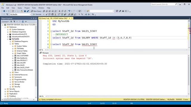 INTERSECT operator in SQL | SQL Tutorial смотреть онлайн