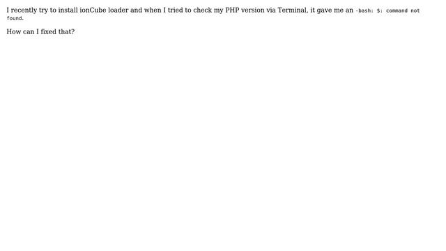 Apple: Terminal could not find command "$ php -v" смотреть онлайн