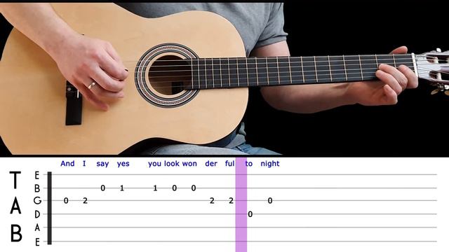 WONDERFUL TONIGHT | Easy guitar melody lesson for beginners (with tabs) - Eric Clapton смотреть онлайн