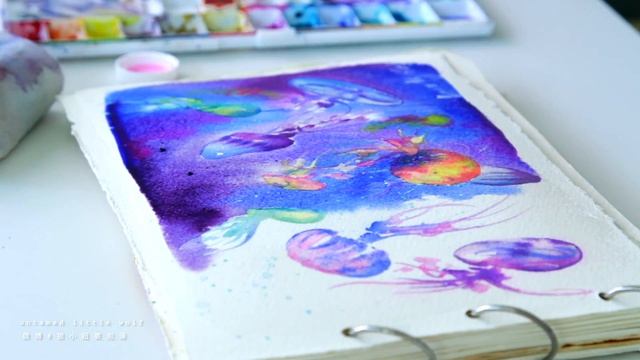 Watercolor Jellyfish Painting Demonstration смотреть онлайн