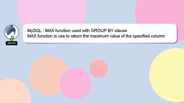 MySQL : MAX function used with GROUP BY clause смотреть онлайн