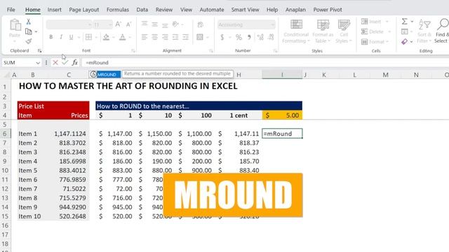 The Art of Rounding in Excel : Round Up, Round Down, Using MRound, Ceiling, Floor, etc смотреть онлайн