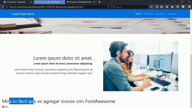 #6 Cómo agregar iconos de Font Awesome a nuestra página web - Convertir PSD a HTML con Bootstrap 4! смотреть онлайн