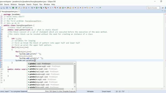 Hour-glass pattern with Static Block in java смотреть онлайн
