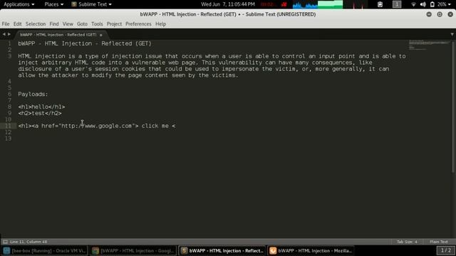BWAPP - HTML Injection - Reflected (GET)