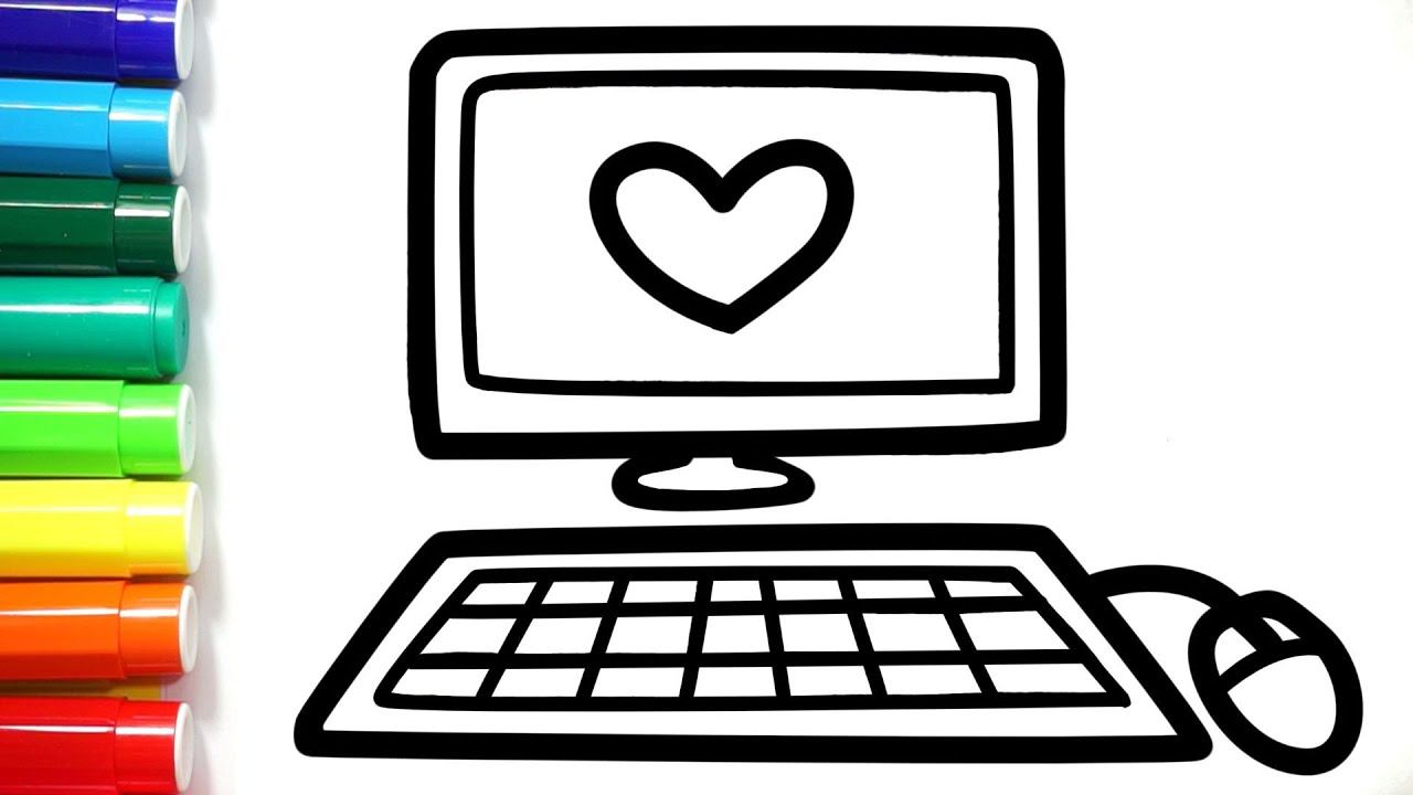 How to draw a computer for children