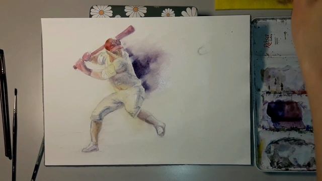 Watercolor painting tutorial. BabiichukArt. Бейсбол. Акварельне демо. смотреть онлайн