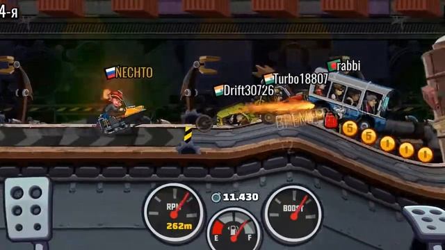 Игра hill climb racing 2. Задания. Сделай 6 повортов. Маневр 400 м. Выиграй 5 гонок на Снегоходе. смотреть онлайн