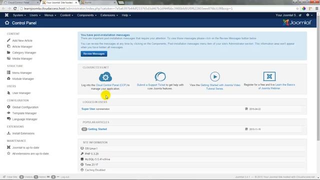 Getting Started with Joomla 3 & CloudBase 3: Accessing your Free Joomla Site - Tutorial #2 смотреть онлайн