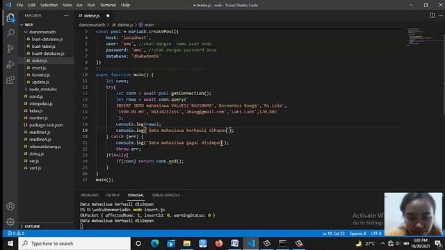 #43. Menghapus data pada MariaDB dengan Node.js смотреть онлайн