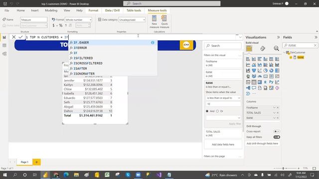 TOP AND BOTTOM 10 CUSTOMER IN POWER BI | RANK FUNCTION IN DAX смотреть онлайн
