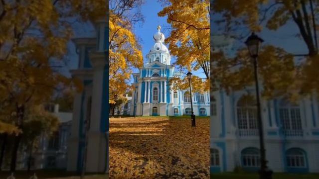 Смольный собор в огранке золотой осень 🍂 смотреть онлайн