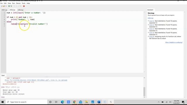 CIS30A Lab 4 Ex2: Try, Except and Raise to validate user input within 1 - 10. смотреть онлайн