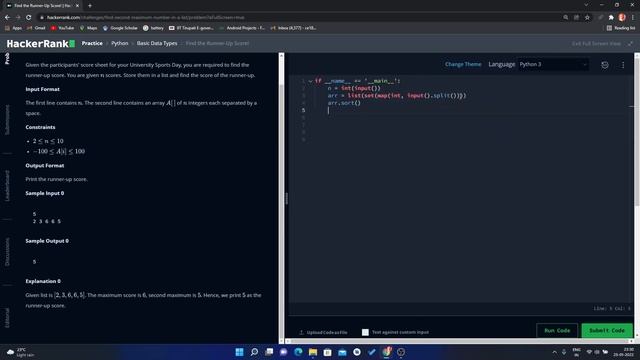 Find the Runner-Up Score Using Python смотреть онлайн