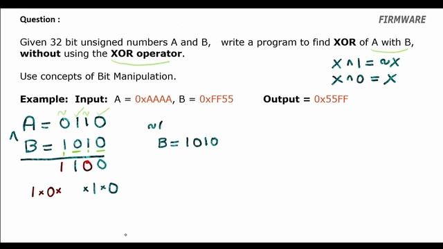 How to find XOR of two numbers without using XOR Operator - Bit Manipulation Interview смотреть онлайн