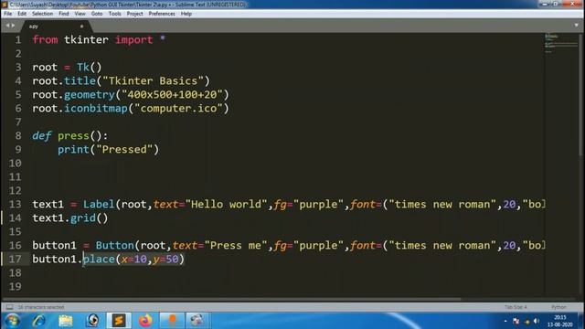 Tkinter #3 Place, Pack, Grid in Hindi | How to make software in Hindi| Python in Hindi |Tkinter смотреть онлайн