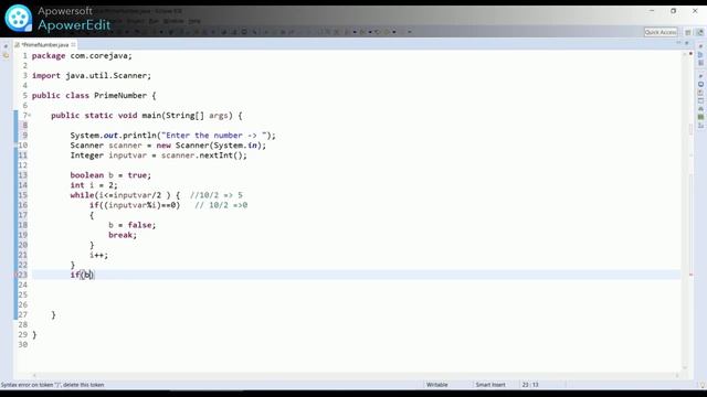 Java Program to find whether a number is prime or not. смотреть онлайн