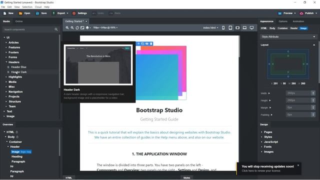 Bootstrap Studio | الادوات نظرة عامة Components смотреть онлайн