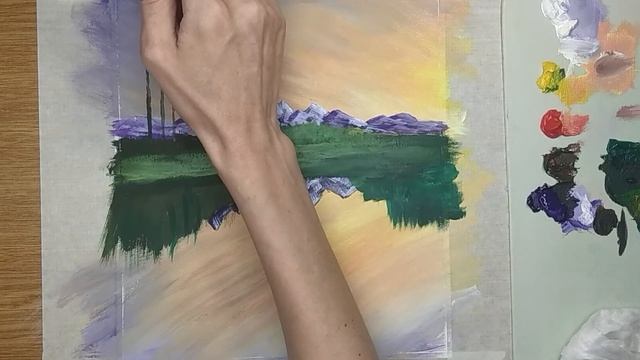 РИСУЕМ ПЕЙЗАЖ ГУАШЬЮ ? ЗАКАТ // DRAW A LANDSCAPE WITH GOUACHE // SUNSET смотреть онлайн