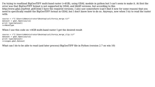 GIS: Read BigGeoTIFF multiband GDAL using Python смотреть онлайн