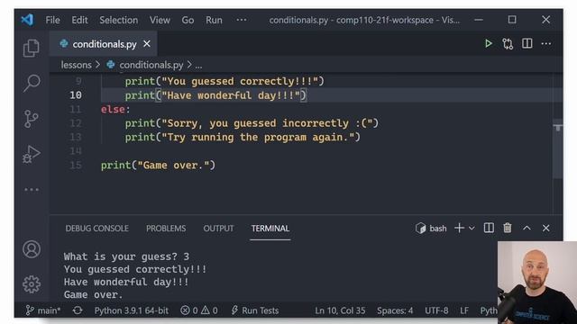 Python 101 Tutorial - if else conditional statements for dynamic control flow in programs смотреть онлайн