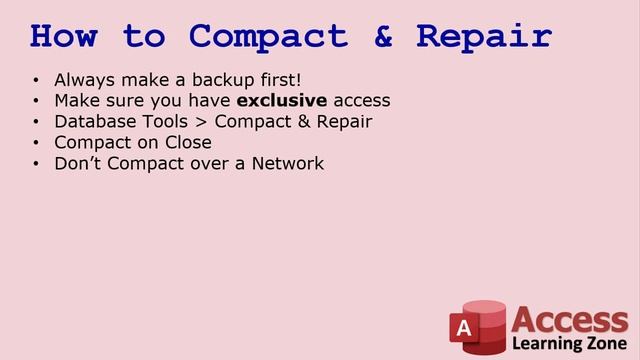 Compact & Repair your Microsoft Access Database - Why it's Important, How to Compact, How Often To смотреть онлайн