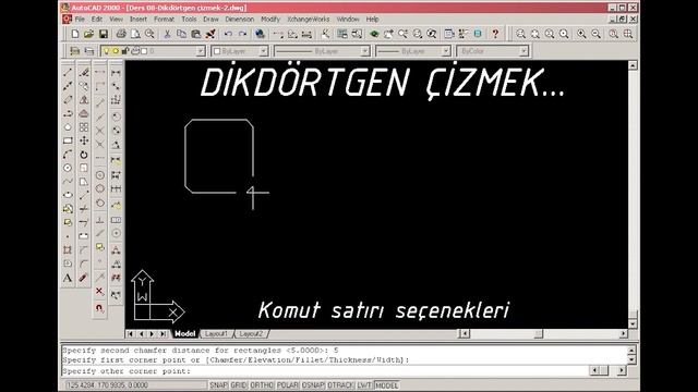 Temel Autocad 2000 Dersleri - 10. Bölüm: Dikdörtgen Çizmek смотреть онлайн