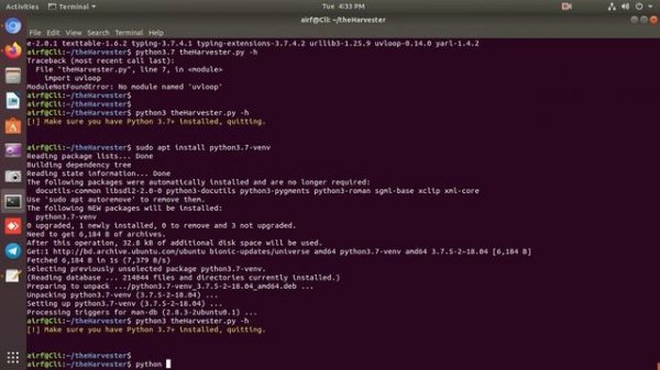 I will do install theHarvester in any linux.