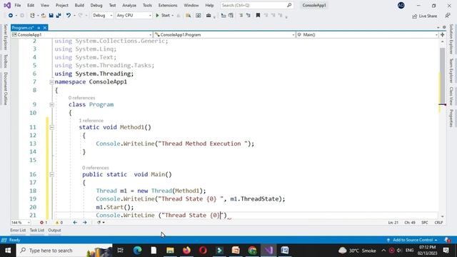 Program To Explain State Of Thread Life Cycle In C# смотреть онлайн