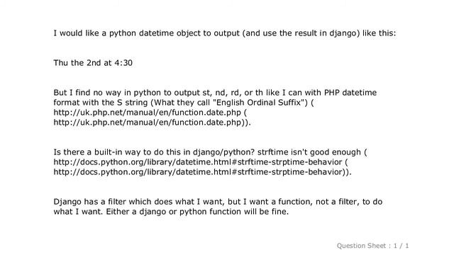 Django : python format datetime with "st", "nd", "rd", "th" (english ordinal suffix) like PHP's "S" смотреть онлайн